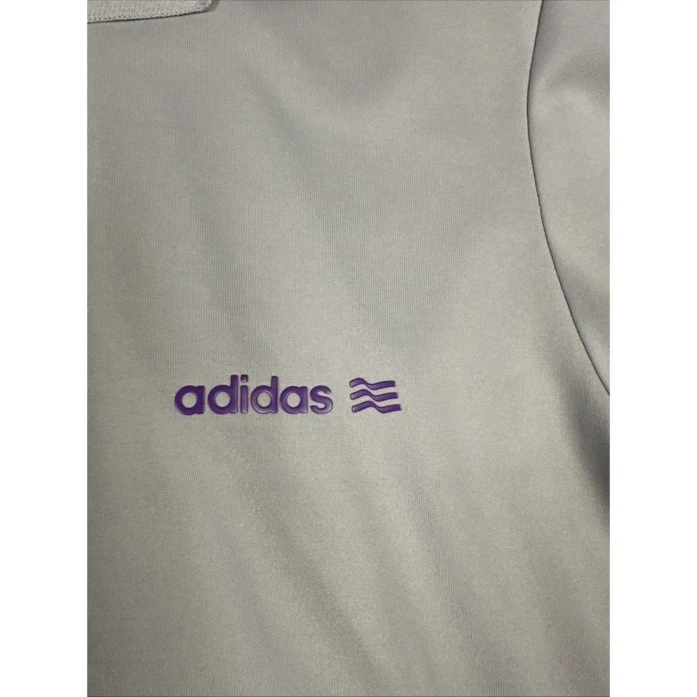 Adidas Men's Golf Polo Shirt‎ L Gray Purple Short Sleeve Collared
